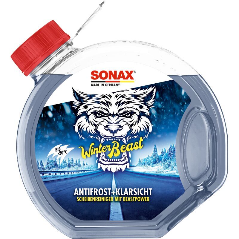 Žieminis langų apiplovimo skystis paruoštas naudoti "WINTER BEAST",SONAX -20°C 3L